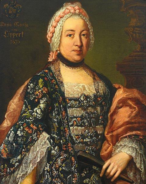 unknow artist Portrait der Anna Maria von Lippert, mit Wappen und Jahreszahl china oil painting image